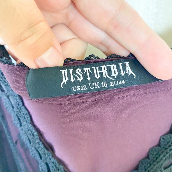 Disturbia Anastasie Stretch Lace Mini Dress Womens 12 Plus Size Goth Fairy Y2K - Picture 5 of 6